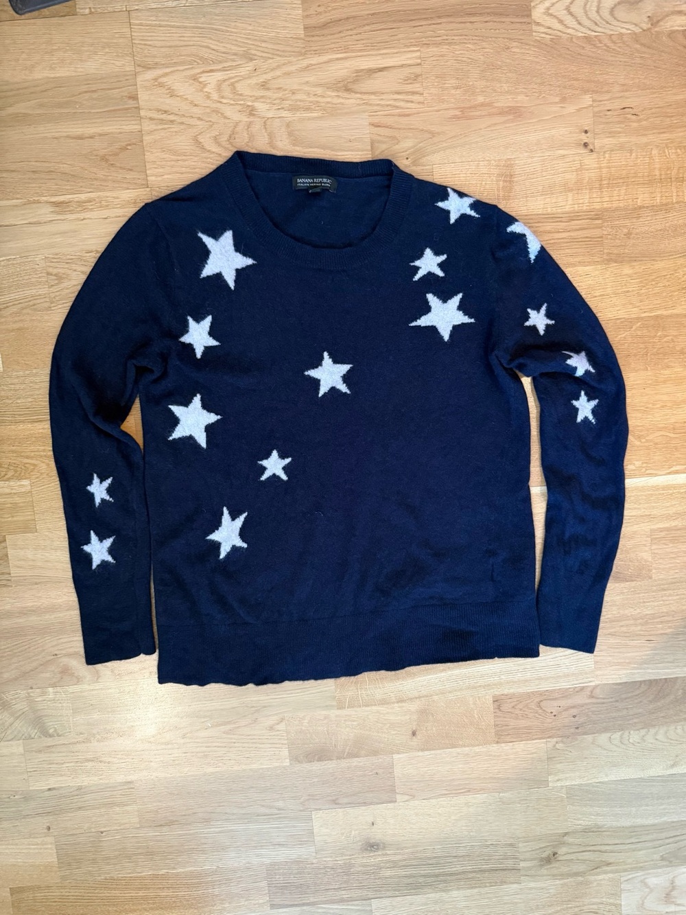 Banana Republic Navy Sweater with White Star Pattern